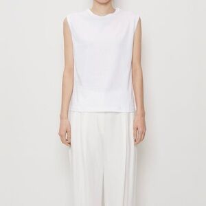 Loulou Studio Brani Supima Cotton Muscle Tank Top White Size XL Minimalist NWOT